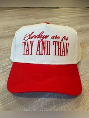 NWOT - Vintage Trucker Hat - Tay & Trav Inspired - Red & Cream - One Size